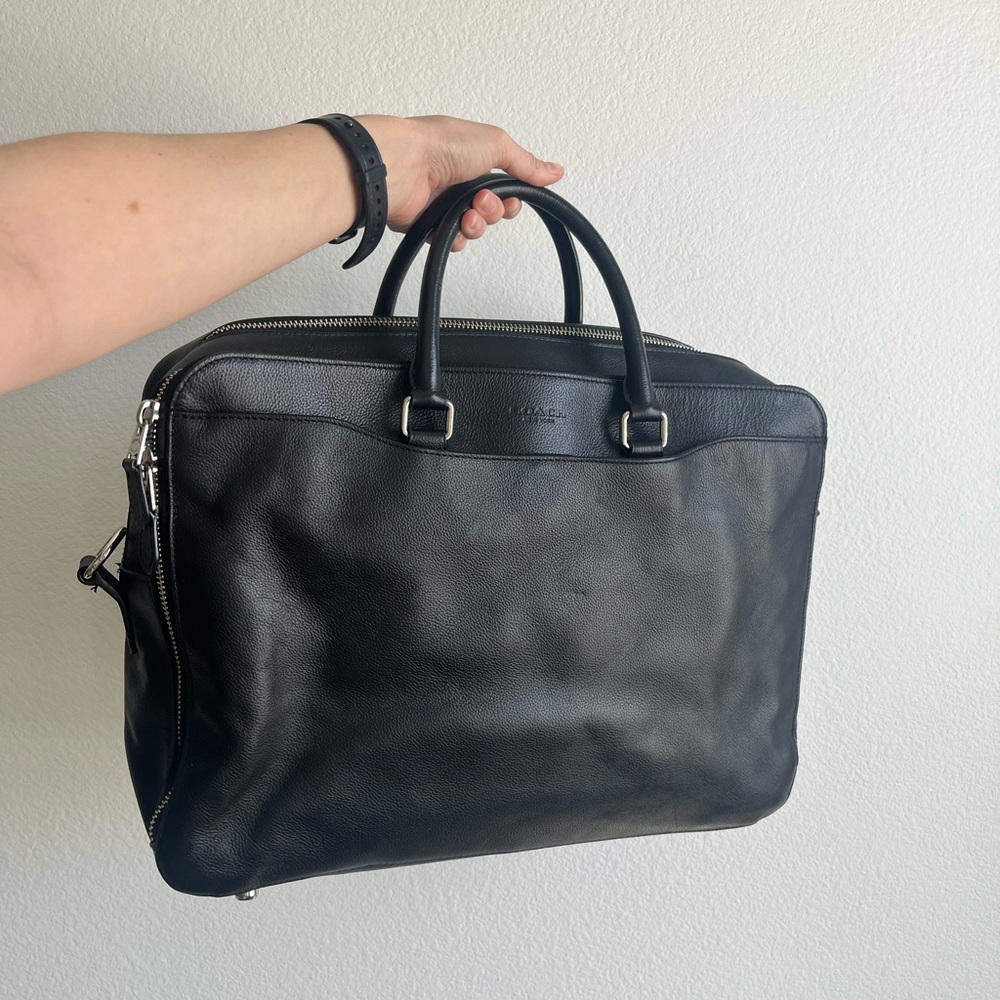 Coach Black Leather Brief Case